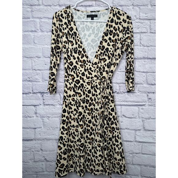 Banana Republic Animal Print Wrap Dress Perfect for Fall! SZ XS Petite NWOT - Picture 1 of 4